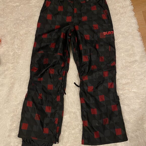 Vintage 90s Burton Dryride Checkered Pattern Flannel Snowpants Small Red Black - Picture 4 of 9